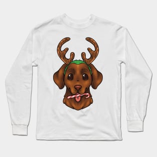 Christmas Chocolate Labrador Retriever Dog Long Sleeve T-Shirt